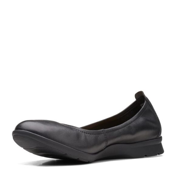 NWT Clarks Women's Jenette Ease Ballet Flat, Black Leather, 6 Wide - Picture 5 of 7